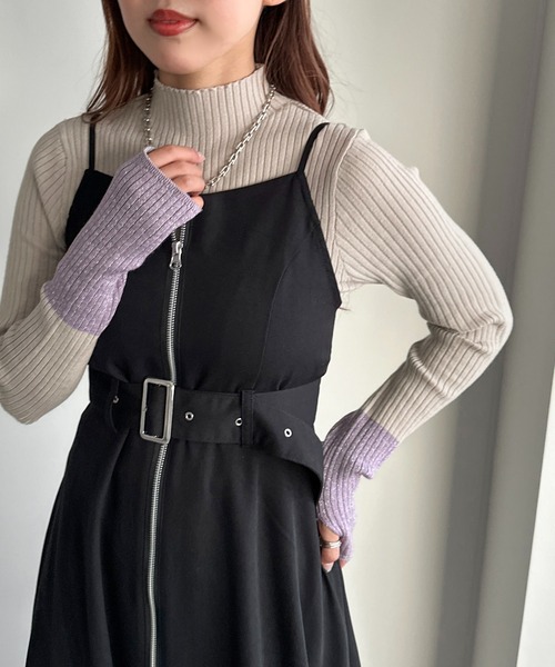 apres jour mignon(アプレジュールミニョン)の「フィンガーホール付き袖ラメ配色リブニット【ZOZOTOWN限定アイテム】(ニット/セーター・レディース・アイボリー/ライトグレー/その他/ライトブルー/ブラック・フリー/X-LARGE)」の19枚目の写真