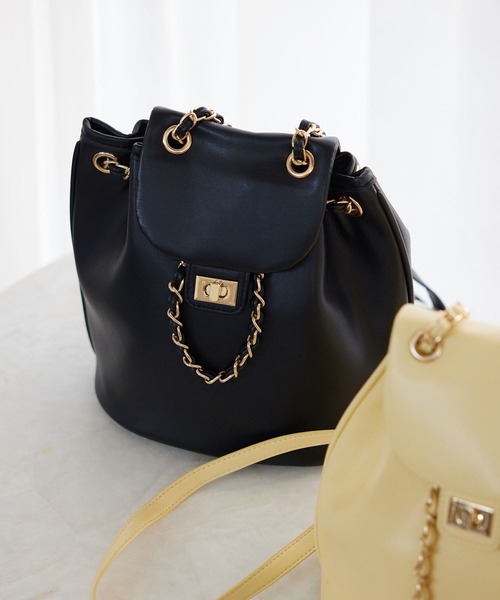 VIS（ビス）の「チェーンミニリュック（バックパック/リュック・レディース・イエロー系その他2/ブラック・FREE）」の2枚目の写真