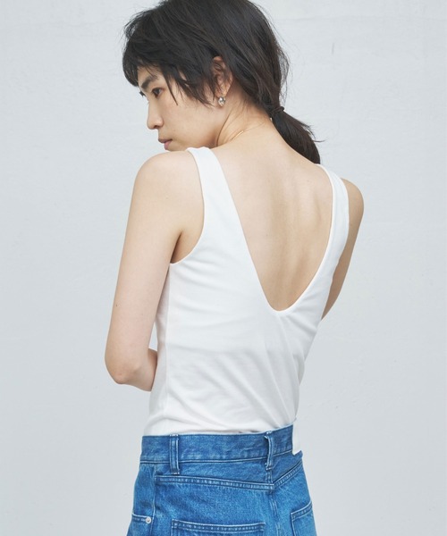 GALLARDAGALANTE(ガリャルダガランテ)の「【La nature linge】ベア天竺タンクトップ(タンクトップ・レディース・ホワイト/ブラック・1/0)」の2枚目の写真