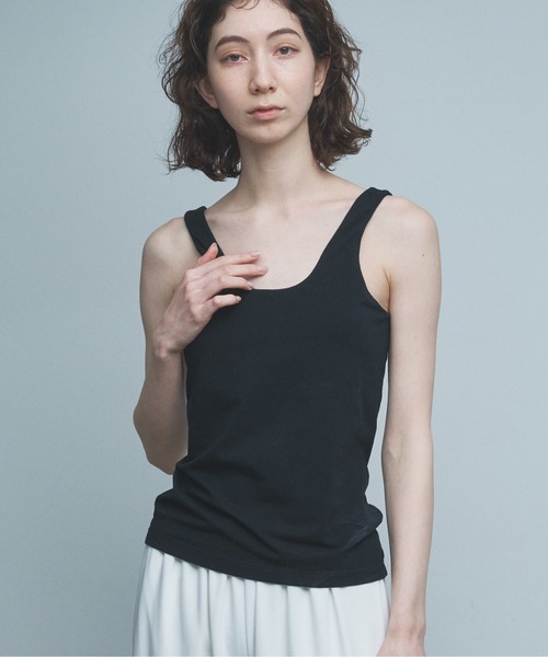 GALLARDAGALANTE(ガリャルダガランテ)の「【La nature linge】ベア天竺タンクトップ(タンクトップ・レディース・ホワイト/ブラック・1/0)」の1枚目の写真