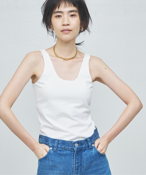 GALLARDAGALANTE(ガリャルダガランテ)の「【La nature linge】ベア天竺タンクトップ(タンクトップ・レディース・ホワイト/ブラック・1/0)」の4枚目の写真