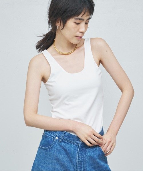 GALLARDAGALANTE(ガリャルダガランテ)の「【La nature linge】ベア天竺タンクトップ(タンクトップ・レディース・ホワイト/ブラック・1/0)」の3枚目の写真