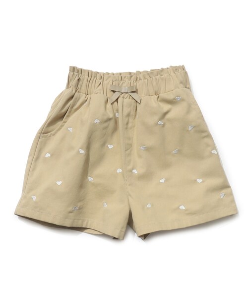 SHOO・LA・RUE（シューラルー）の「◆【110-140cm】ハート刺繍ショートパンツ（その他パンツ・キッズ・ブラック/ライトベージュ/サックスブルー・11/12/13/14）」の2枚目の写真