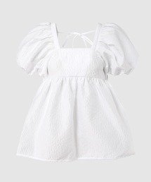 BANDEAU BLOUSE WITH OPEN BACK AND PUFF SLEEVE