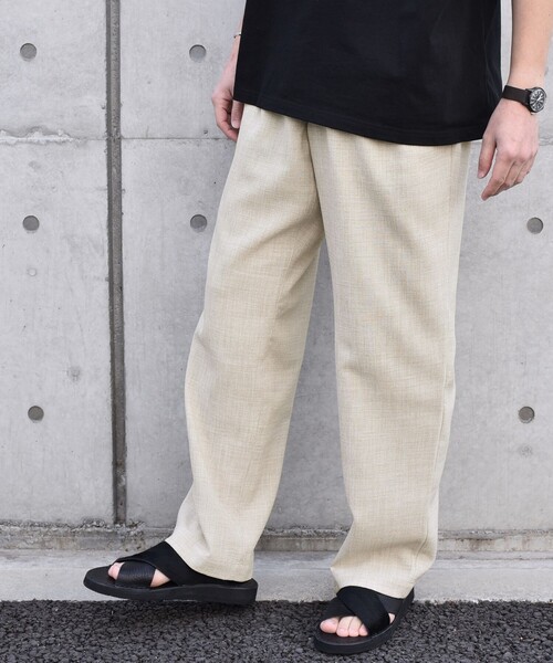 セール】SHIPS any: 〈洗濯機可能〉リネンライク セミワイド パンツ