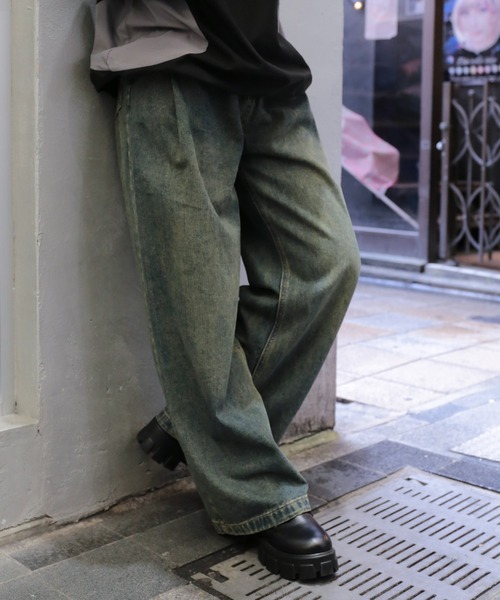 SPINNS(スピンズ)の「≪バレルシルエットパンツ≫ ヴィンテージライク オーバーダイワイドデニムパンツ/3サイズ展開(デニムパンツ・レディース・ブルー/ブラック/サックスブルー/ブルー系その他/ブラック×イエロー・S/M/XS)」の6枚目の写真