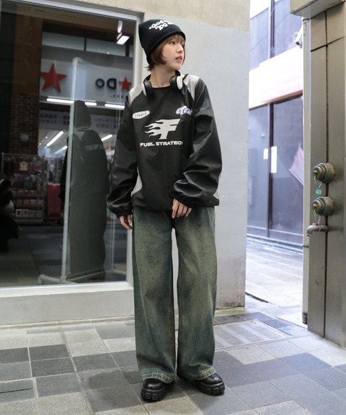 SPINNS(スピンズ)の「≪バレルシルエットパンツ≫ ヴィンテージライク オーバーダイワイドデニムパンツ/3サイズ展開(デニムパンツ・レディース・ブルー/ブラック/サックスブルー/ブルー系その他/ブラック×イエロー・S/M/XS)」の7枚目の写真