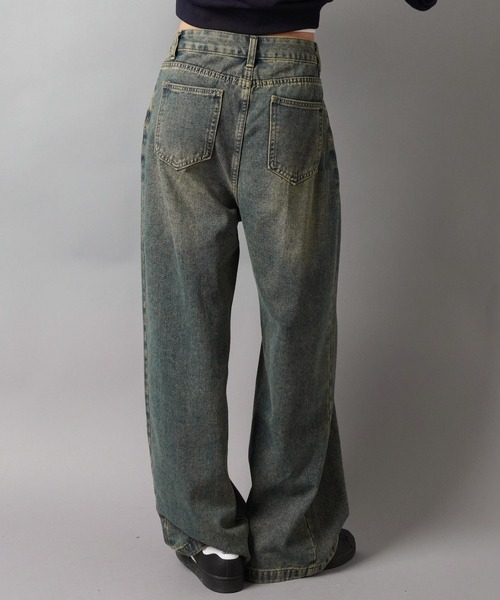 SPINNS(スピンズ)の「≪バレルシルエットパンツ≫ ヴィンテージライク オーバーダイワイドデニムパンツ/3サイズ展開(デニムパンツ・レディース・ブルー/ブラック/サックスブルー/ブルー系その他/ブラック×イエロー・S/M/XS)」の18枚目の写真