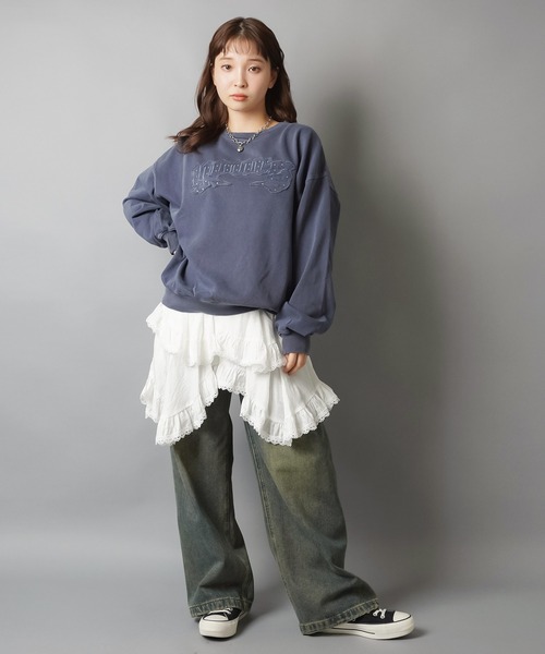 SPINNS(スピンズ)の「≪バレルシルエットパンツ≫ ヴィンテージライク オーバーダイワイドデニムパンツ/3サイズ展開(デニムパンツ・レディース・ブルー/ブラック/サックスブルー/ブルー系その他/ブラック×イエロー・S/M/XS)」の22枚目の写真