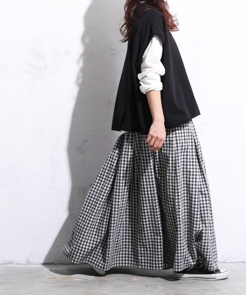 そら。さま専用♡Soul berry♡パッチワーク綿麻スカート♡ギンガム♡美品♪ soulberry（ソウルベリー）の「かわりギンガムのスカート