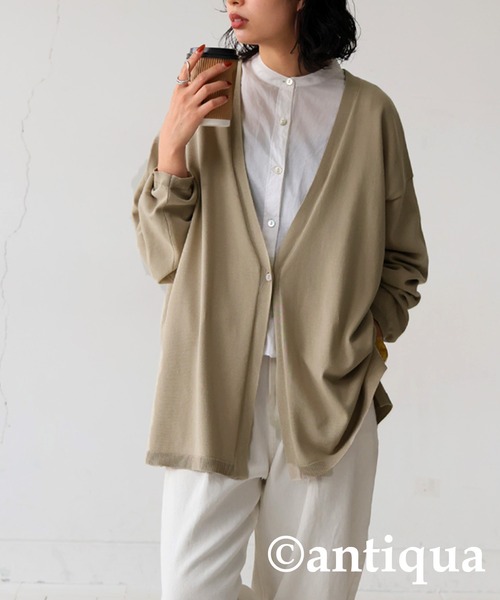 antiqua（アンティカ）の「UVカット接触冷感ニットカーディガン（カーディガン/ボレロ・レディース・イエロー系その他/ブラック/ブルー/ベージュ・FREE）」の3枚目の写真