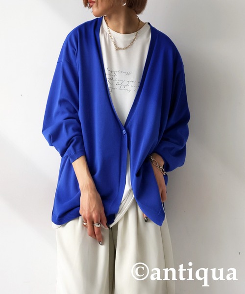 antiqua（アンティカ）の「UVカット接触冷感ニットカーディガン（カーディガン/ボレロ・レディース・イエロー系その他/ブラック/ブルー/ベージュ・FREE）」の4枚目の写真