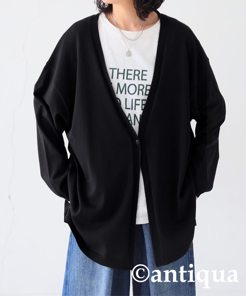 antiqua（アンティカ）の「UVカット接触冷感ニットカーディガン（カーディガン/ボレロ・レディース・イエロー系その他/ブラック/ブルー/ベージュ・FREE）」の2枚目の写真