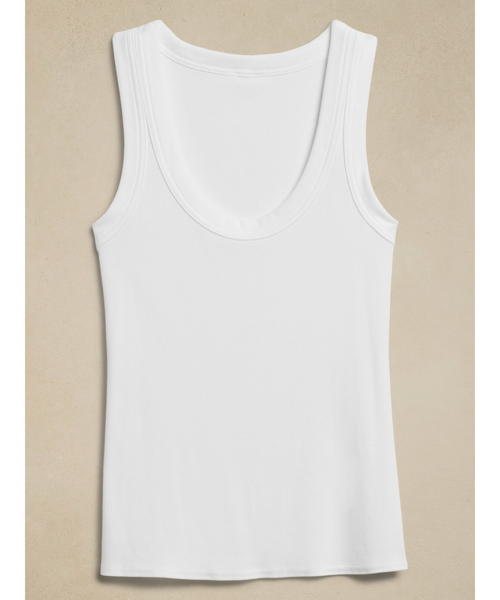Banana Republic(バナナリパブリック)の「リブ スクープネック タンクトップ(タンクトップ・レディース・ホワイト・S/XS/L/M)」の4枚目の写真