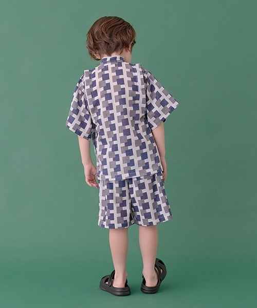 b・ROOM（ビールーム）の「ゆったりシルエットで着やすい甚平（浴衣・キッズ・ライトグレー/グレイッシュブルー/ネイビー/ブラック・100cm/130cm/120cm/110cm）」の13枚目の写真