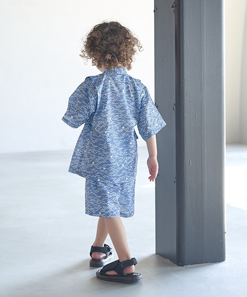 b・ROOM（ビールーム）の「ゆったりシルエットで着やすい甚平（浴衣・キッズ・ライトグレー/グレイッシュブルー/ネイビー/ブラック・100cm/130cm/120cm/110cm）」の7枚目の写真