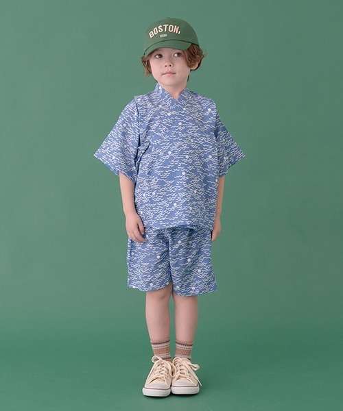 b・ROOM（ビールーム）の「ゆったりシルエットで着やすい甚平（浴衣・キッズ・ライトグレー/グレイッシュブルー/ネイビー/ブラック・100cm/130cm/120cm/110cm）」の22枚目の写真