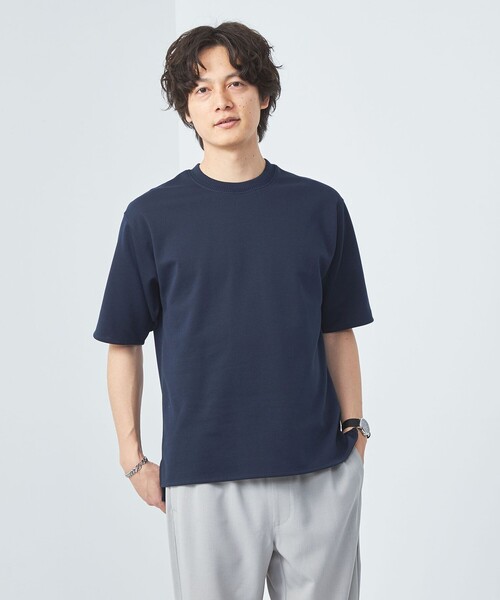 green label relaxing(グリーンレーベルリラクシング)の「クリーン ダブルフェイス クルーネック カットソー -抗菌-(Tシャツ/カットソー・メンズ・グレー/ホワイト/ケリー/ネイビー・M/XL/S/L)」の4枚目の写真