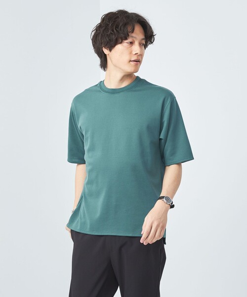 green label relaxing(グリーンレーベルリラクシング)の「クリーン ダブルフェイス クルーネック カットソー -抗菌-(Tシャツ/カットソー・メンズ・グレー/ホワイト/ケリー/ネイビー・M/XL/S/L)」の1枚目の写真