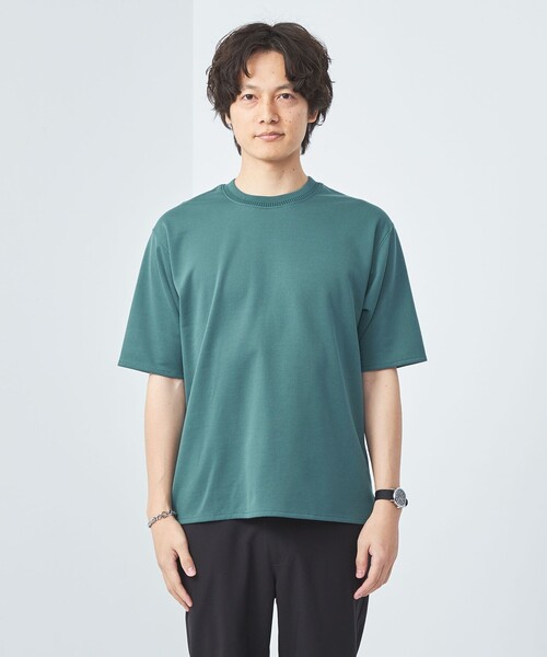 green label relaxing(グリーンレーベルリラクシング)の「クリーン ダブルフェイス クルーネック カットソー -抗菌-(Tシャツ/カットソー・メンズ・グレー/ホワイト/ケリー/ネイビー・M/XL/S/L)」の8枚目の写真