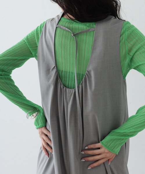 GALLEST（ギャレスト）の「◆針抜きシアーリブニット（Tシャツ/カットソー・レディース・ブラック/グリーン/ホワイト系/ライトイエロー系・38）」の12枚目の写真