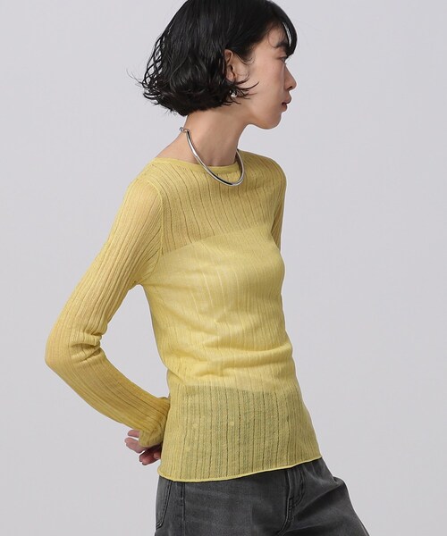 GALLEST（ギャレスト）の「◆針抜きシアーリブニット（Tシャツ/カットソー・レディース・ブラック/グリーン/ホワイト系/ライトイエロー系・38）」の20枚目の写真