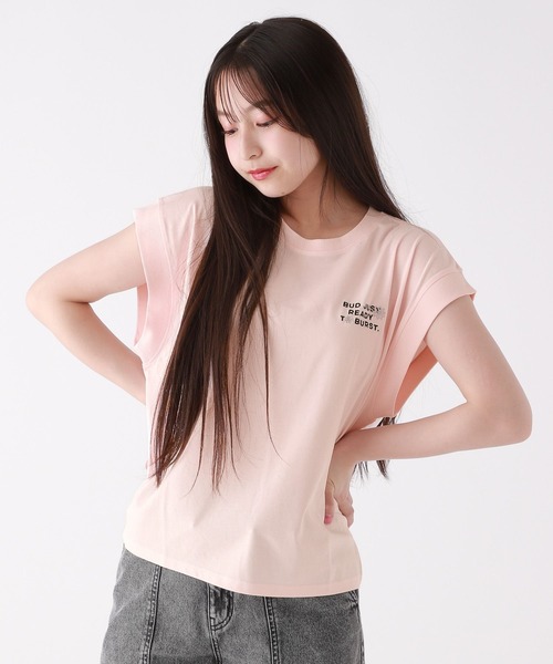 repipi armario（レピピ アルマリオ）の「【接触冷感】COOLソデリブキリカエＴ（Tシャツ/カットソー・キッズ・スミクロ/パープル/イエロー/コーラル/ホワイト/ライム/ブルー/ピンク/ライトパープル・SMALL/MEDIUM/LARGE）」の8枚目の写真