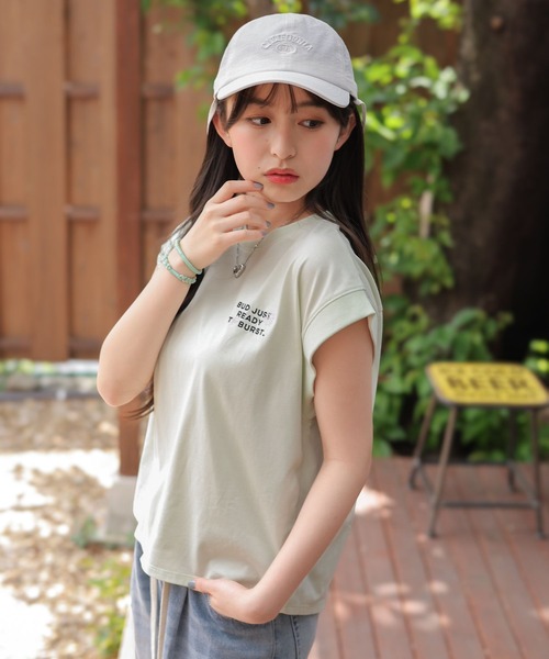 repipi armario（レピピ アルマリオ）の「【接触冷感】COOLソデリブキリカエＴ（Tシャツ/カットソー・キッズ・スミクロ/パープル/イエロー/コーラル/ホワイト/ライム/ブルー/ピンク/ライトパープル・SMALL/MEDIUM/LARGE）」の3枚目の写真