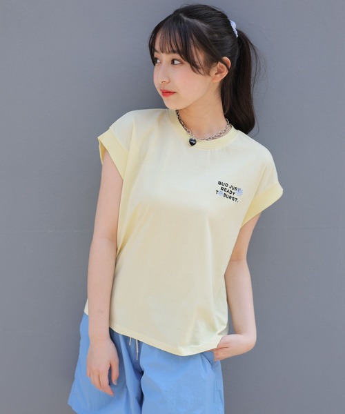 repipi armario（レピピ アルマリオ）の「【接触冷感】COOLソデリブキリカエＴ（Tシャツ/カットソー・キッズ・スミクロ/パープル/イエロー/コーラル/ホワイト/ライム/ブルー/ピンク/ライトパープル・SMALL/MEDIUM/LARGE）」の7枚目の写真