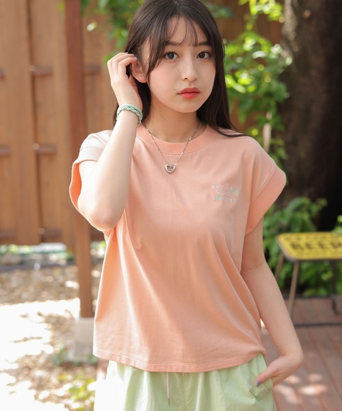 repipi armario（レピピ アルマリオ）の「【接触冷感】COOLソデリブキリカエＴ（Tシャツ/カットソー・キッズ・スミクロ/パープル/イエロー/コーラル/ホワイト/ライム/ブルー/ピンク/ライトパープル・SMALL/MEDIUM/LARGE）」の9枚目の写真