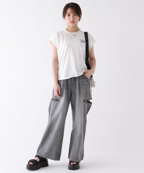 repipi armario（レピピ アルマリオ）の「【接触冷感】COOLソデリブキリカエＴ（Tシャツ/カットソー・キッズ・スミクロ/パープル/イエロー/コーラル/ホワイト/ライム/ブルー/ピンク/ライトパープル・SMALL/MEDIUM/LARGE）」の11枚目の写真