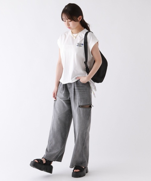 repipi armario（レピピ アルマリオ）の「【接触冷感】COOLソデリブキリカエＴ（Tシャツ/カットソー・キッズ・スミクロ/パープル/イエロー/コーラル/ホワイト/ライム/ブルー/ピンク/ライトパープル・SMALL/MEDIUM/LARGE）」の12枚目の写真