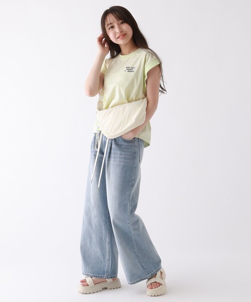 repipi armario（レピピ アルマリオ）の「【接触冷感】COOLソデリブキリカエＴ（Tシャツ/カットソー・キッズ・スミクロ/パープル/イエロー/コーラル/ホワイト/ライム/ブルー/ピンク/ライトパープル・SMALL/MEDIUM/LARGE）」の16枚目の写真