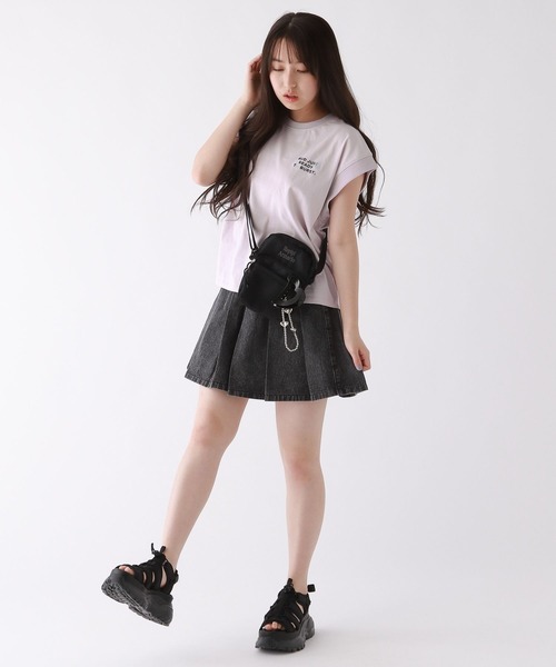 repipi armario（レピピ アルマリオ）の「【接触冷感】COOLソデリブキリカエＴ（Tシャツ/カットソー・キッズ・スミクロ/パープル/イエロー/コーラル/ホワイト/ライム/ブルー/ピンク/ライトパープル・SMALL/MEDIUM/LARGE）」の18枚目の写真