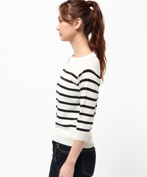 CIAOPANIC TYPY（チャオパニックティピー）の「レコントリップボーダーニット（ニット/セーター・レディース・ホワイト/ネイビー・FREE）」の4枚目の写真