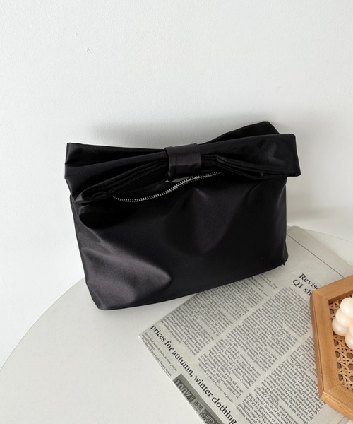 CLEA(クレア)の「リボンモチーフ スクエアハンドバッグ(ハンドバッグ・レディース・ブラック/ゴールド/ブラック系その他/ホワイト系その他・FREE)」の10枚目の写真