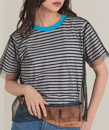 チュールレイヤードボーダーTシャツ