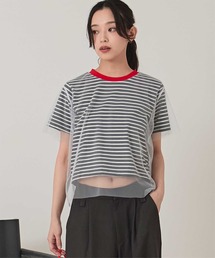 チュールレイヤードボーダーTシャツ