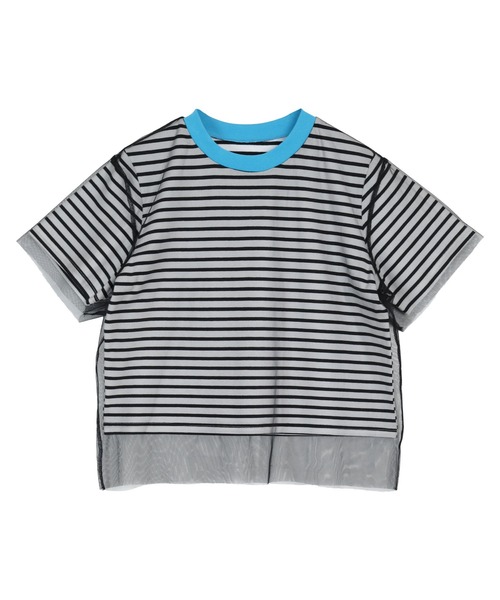 miette(ミエット)の「チュールレイヤードボーダーTシャツ(Tシャツ/カットソー・レディース・ブラック/ホワイト・FREE)」の13枚目の写真