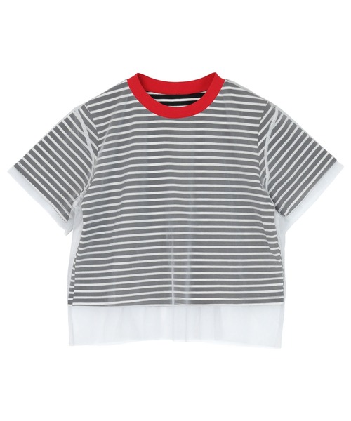 miette(ミエット)の「チュールレイヤードボーダーTシャツ(Tシャツ/カットソー・レディース・ブラック/ホワイト・FREE)」の12枚目の写真