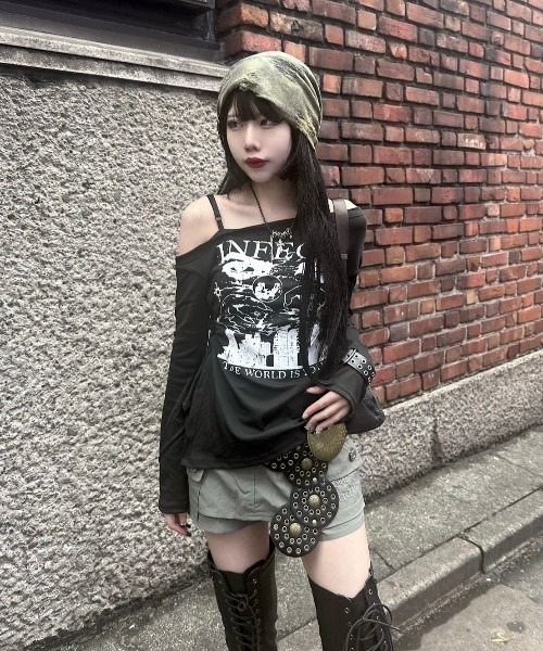 XU（エックスユー）の「ストリートファッション XU エックスユー tie-dye damage beanie ニット帽 ビーニー ダメージビーニー タイダイ柄帽子 グランジ 韓国ファッション 韓国ストリート（ニットキャップ/ビーニー・メンズ・カーキ/ダークグレー・ONE SIZE）」の9枚目の写真