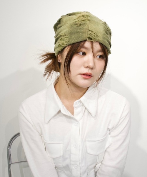 XU（エックスユー）の「ストリートファッション XU エックスユー tie-dye damage beanie ニット帽 ビーニー ダメージビーニー タイダイ柄帽子 グランジ 韓国ファッション 韓国ストリート（ニットキャップ/ビーニー・メンズ・カーキ/ダークグレー・ONE SIZE）」の7枚目の写真