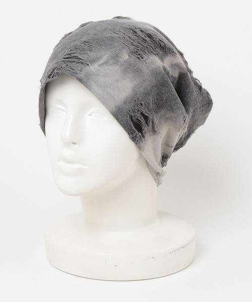 XU（エックスユー）の「ストリートファッション XU エックスユー tie-dye damage beanie ニット帽 ビーニー ダメージビーニー タイダイ柄帽子 グランジ 韓国ファッション 韓国ストリート（ニットキャップ/ビーニー・メンズ・カーキ/ダークグレー・ONE SIZE）」の5枚目の写真