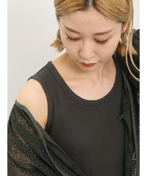 Samansa Mos2 blue（サマンサモスモスブルー）の「ランダムテレコタンク（Tシャツ/カットソー・レディース・オフホワイト/ブルー/チャコールグレー・F）」の2枚目の写真