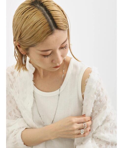 Samansa Mos2 blue（サマンサモスモスブルー）の「ランダムテレコタンク（Tシャツ/カットソー・レディース・オフホワイト/ブルー/チャコールグレー・F）」の4枚目の写真