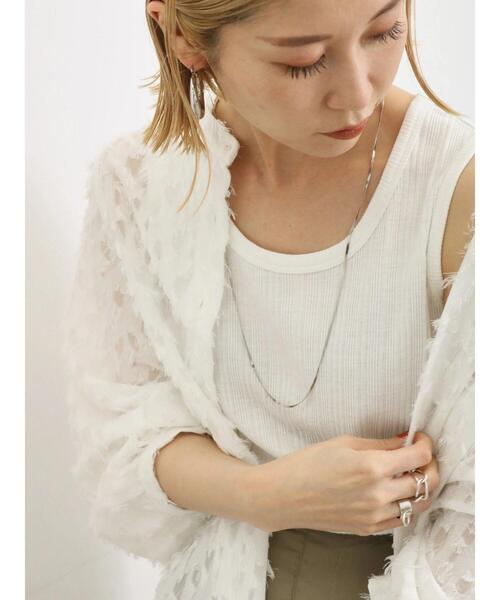 Samansa Mos2 blue（サマンサモスモスブルー）の「ランダムテレコタンク（Tシャツ/カットソー・レディース・オフホワイト/ブルー/チャコールグレー・F）」の5枚目の写真