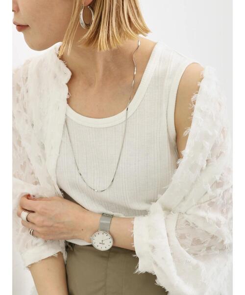 Samansa Mos2 blue（サマンサモスモスブルー）の「ランダムテレコタンク（Tシャツ/カットソー・レディース・オフホワイト/ブルー/チャコールグレー・F）」の6枚目の写真