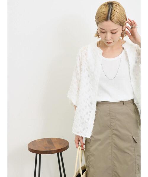 Samansa Mos2 blue（サマンサモスモスブルー）の「ランダムテレコタンク（Tシャツ/カットソー・レディース・オフホワイト/ブルー/チャコールグレー・F）」の7枚目の写真