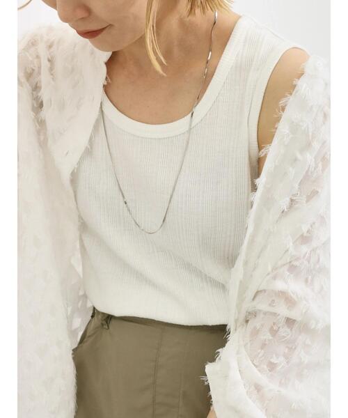 Samansa Mos2 blue（サマンサモスモスブルー）の「ランダムテレコタンク（Tシャツ/カットソー・レディース・オフホワイト/ブルー/チャコールグレー・F）」の8枚目の写真