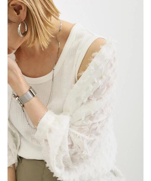 Samansa Mos2 blue（サマンサモスモスブルー）の「ランダムテレコタンク（Tシャツ/カットソー・レディース・オフホワイト/ブルー/チャコールグレー・F）」の9枚目の写真